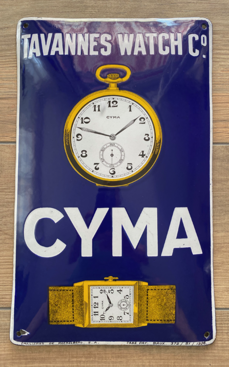 Cyma (Schweizer Uhrenfabrik) Emailschild